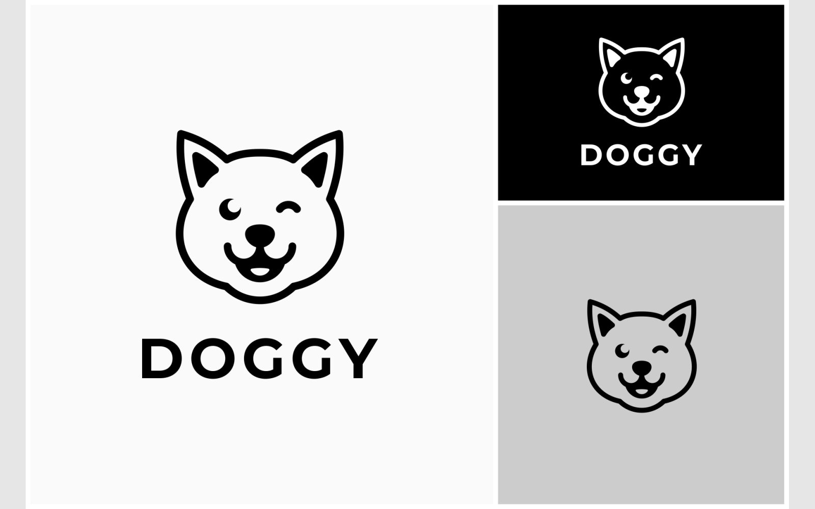 Dog Head Face Simple Outline Logo
