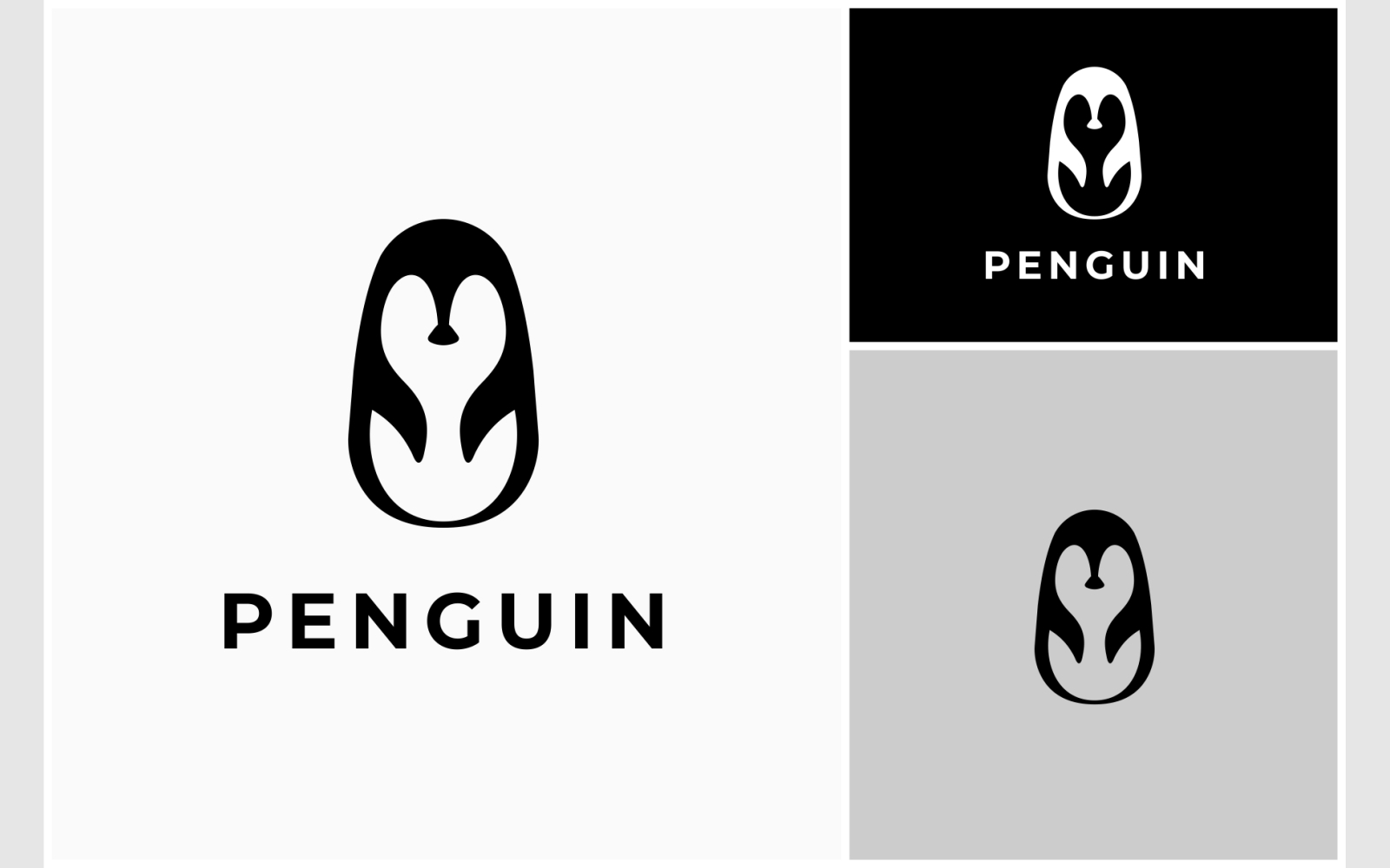 Penguin Flat Silhouette Illustration Logo