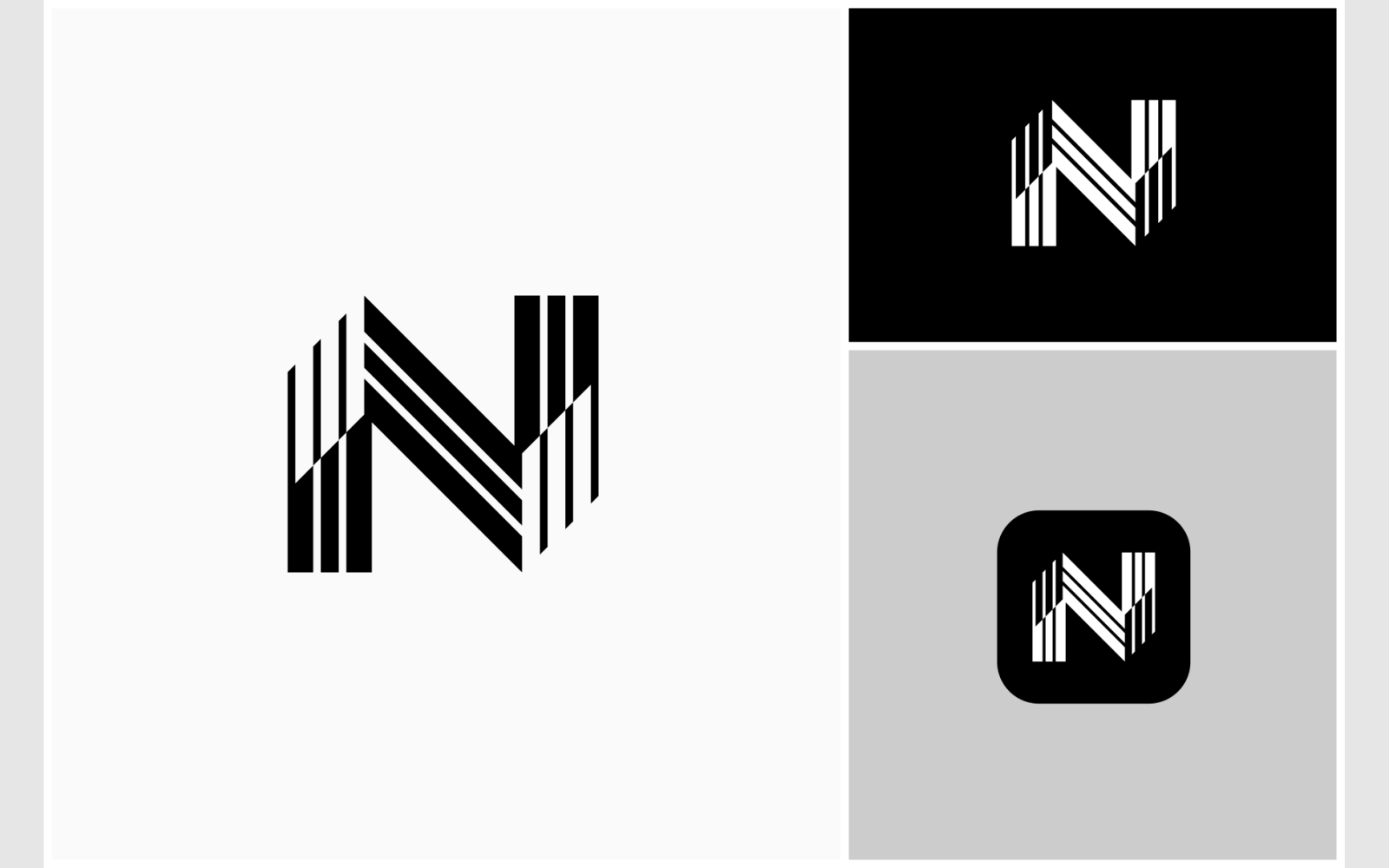 Letter N Modern Geometric Creative Logo