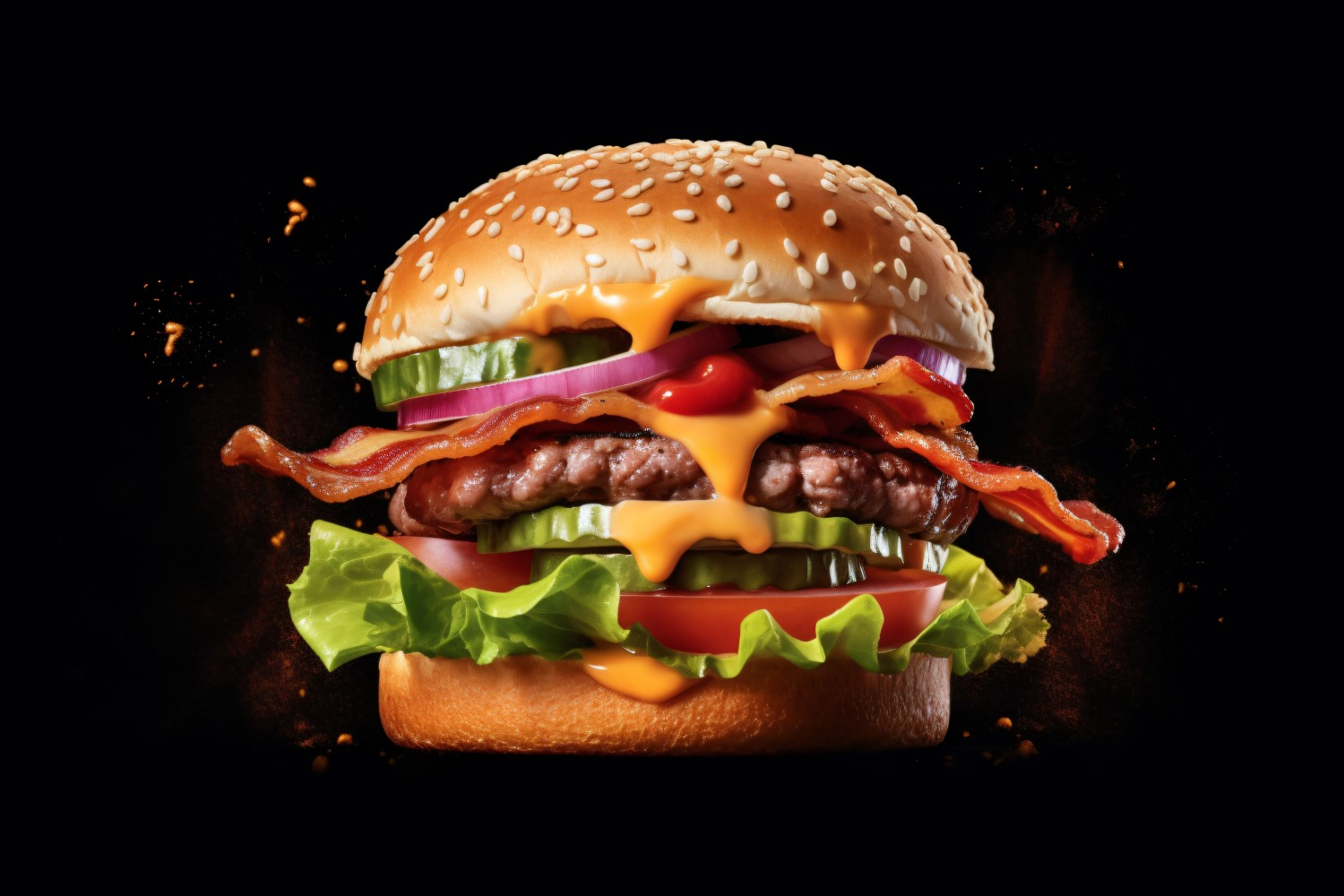 Delicious Bacon burger with beef patty 45