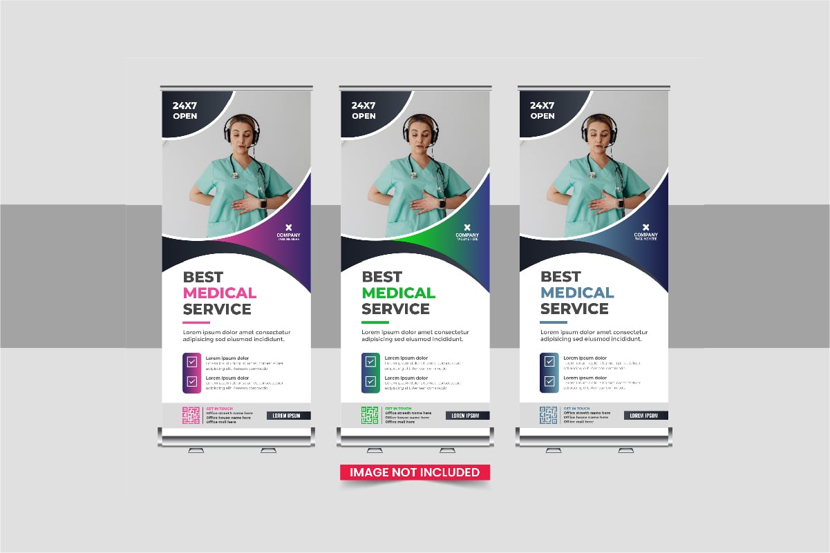 Medical Clinic Roll Up Banner or healthcare roll up banner design template