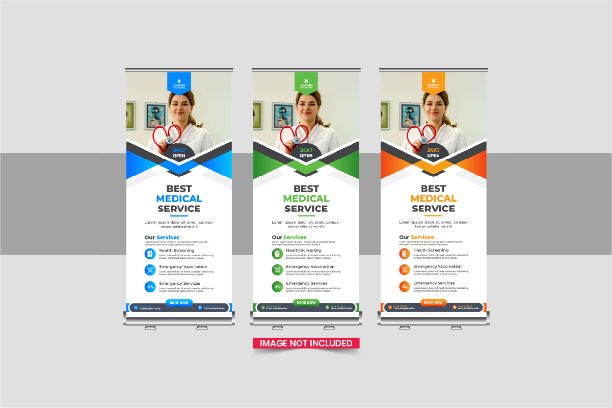 Medical Clinic Roll Up Banner or healthcare roll up banner template layout