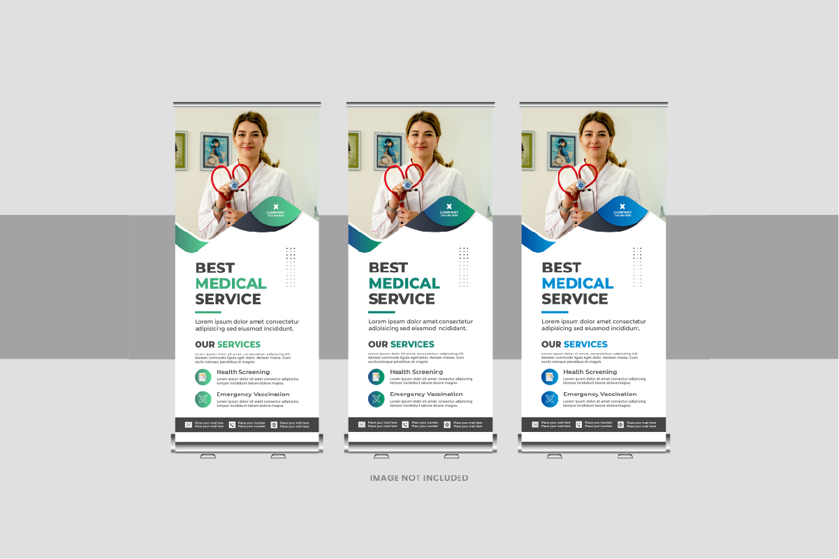 Medical Clinic Roll Up Banner or healthcare roll up banner design template layout