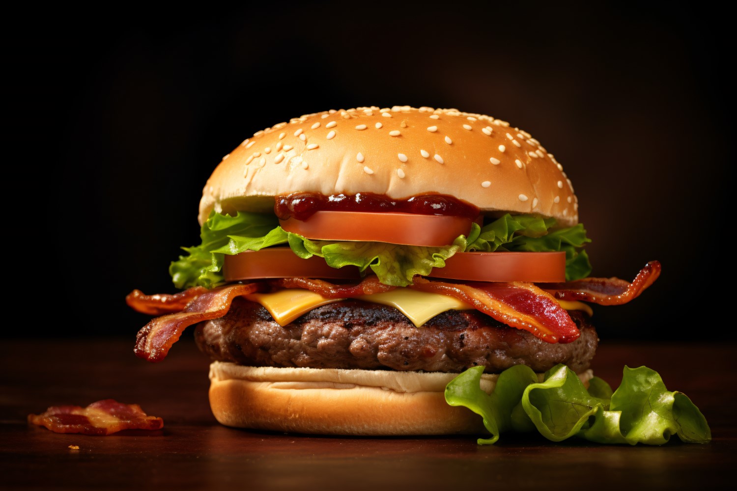 Bacon burger with beef patty 1