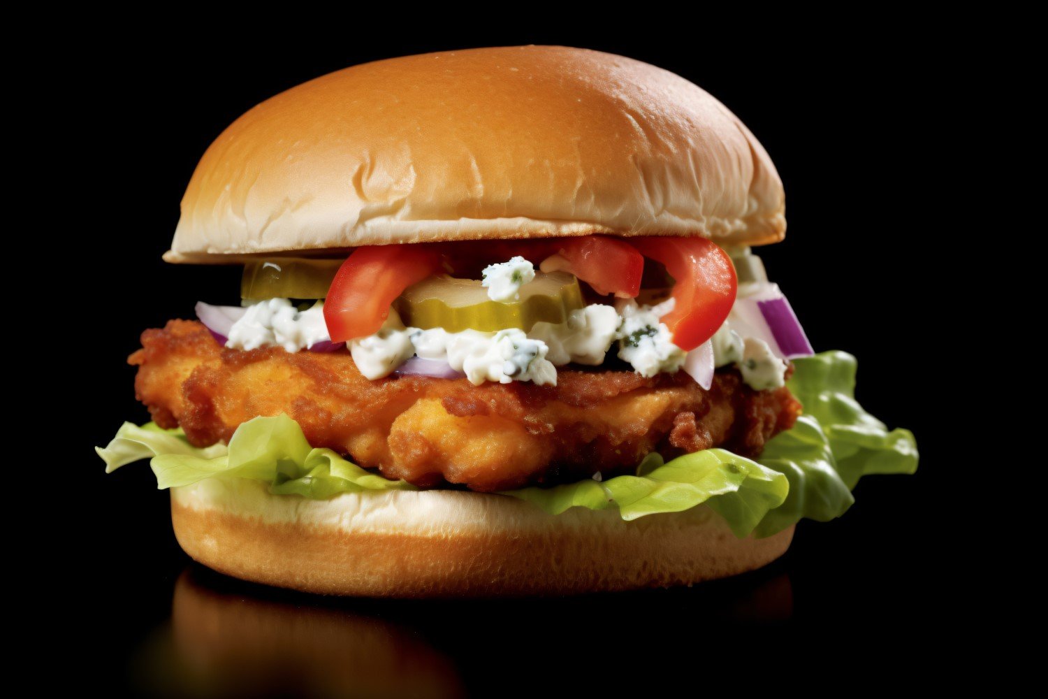 Crunchy Chicken and Fish Burger with cream cheese on it 16