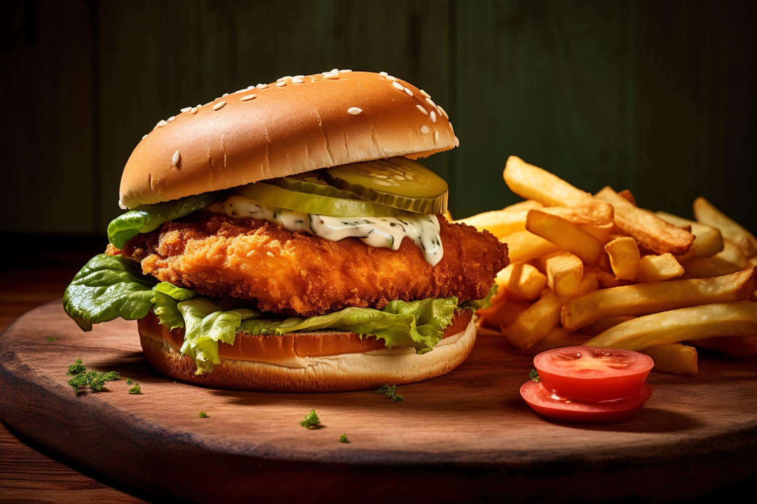 Chicken zinger broast burger with potato 36