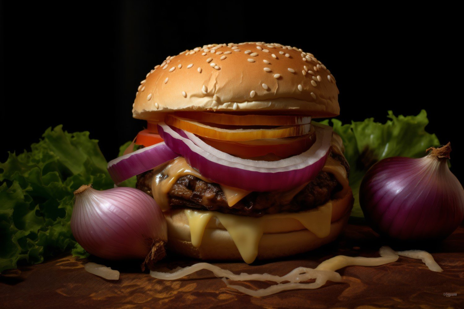 Tasty grilled beef burger with onions 113