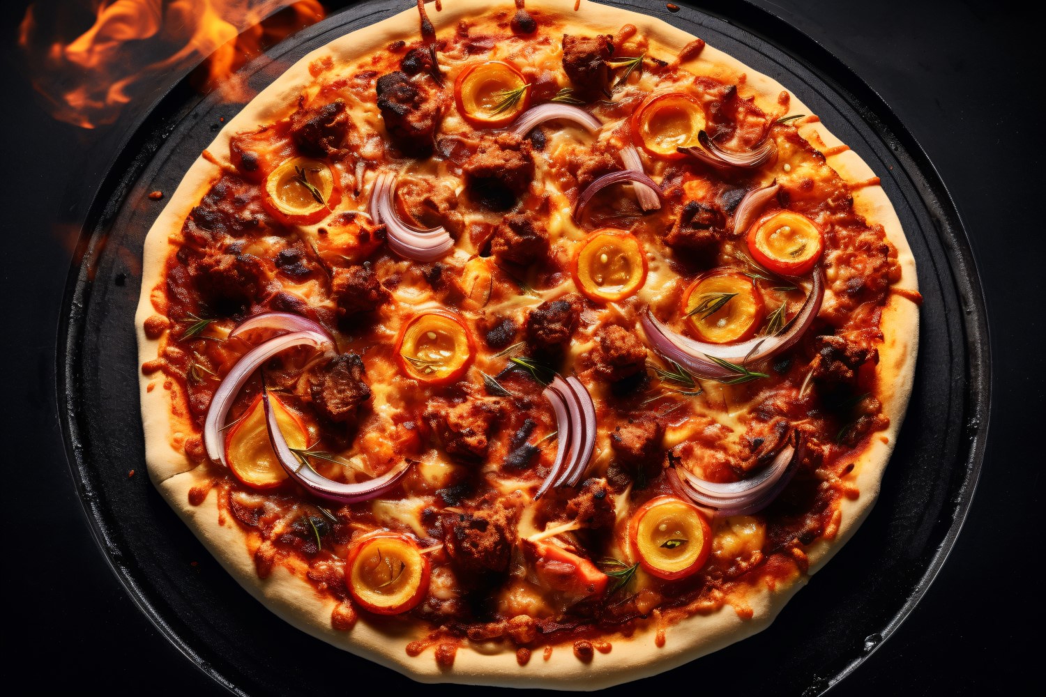 Flatlay Realistic BBQ Chicken Pizza 19