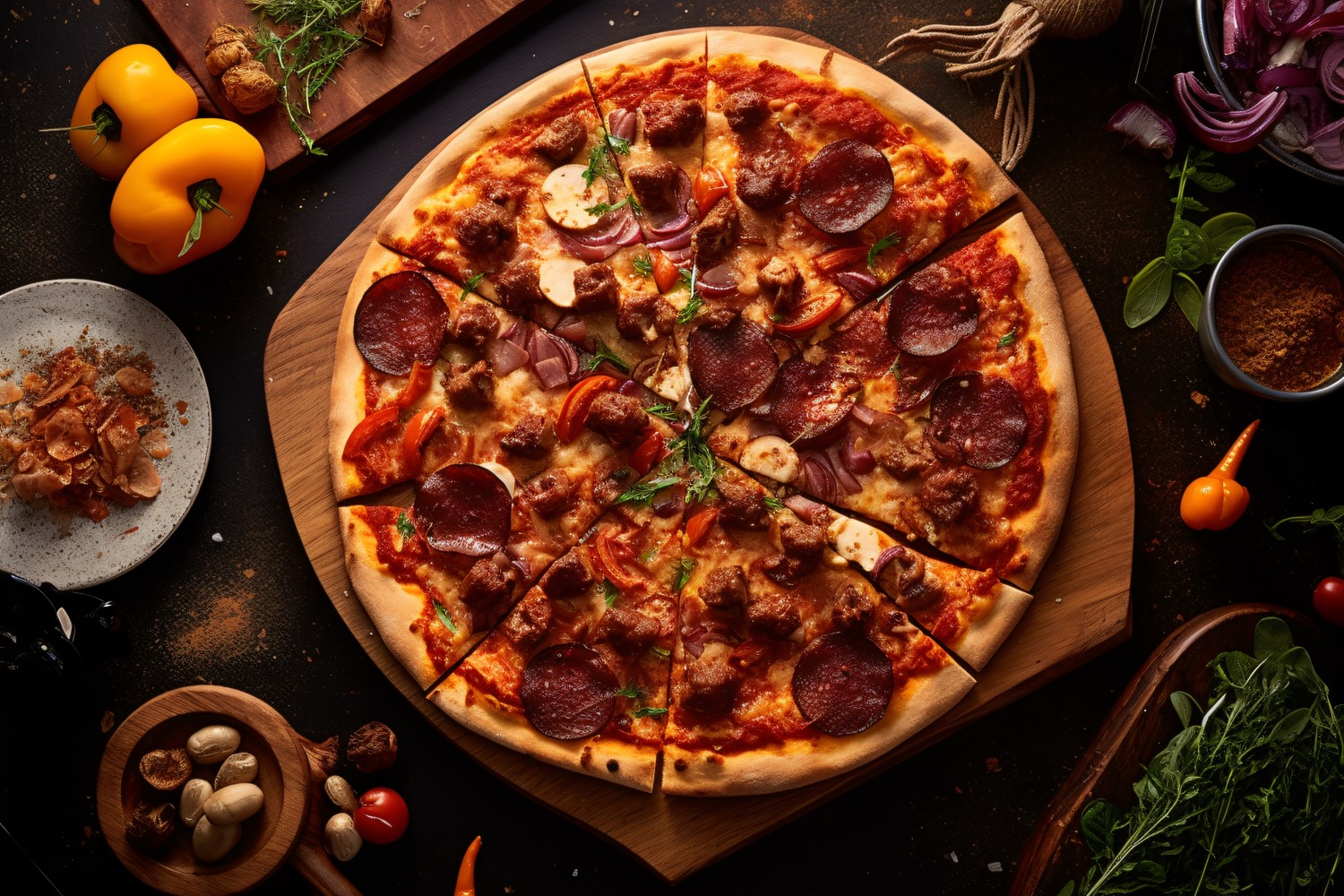 Flatlay Realistic Pepperoni Pizza 20