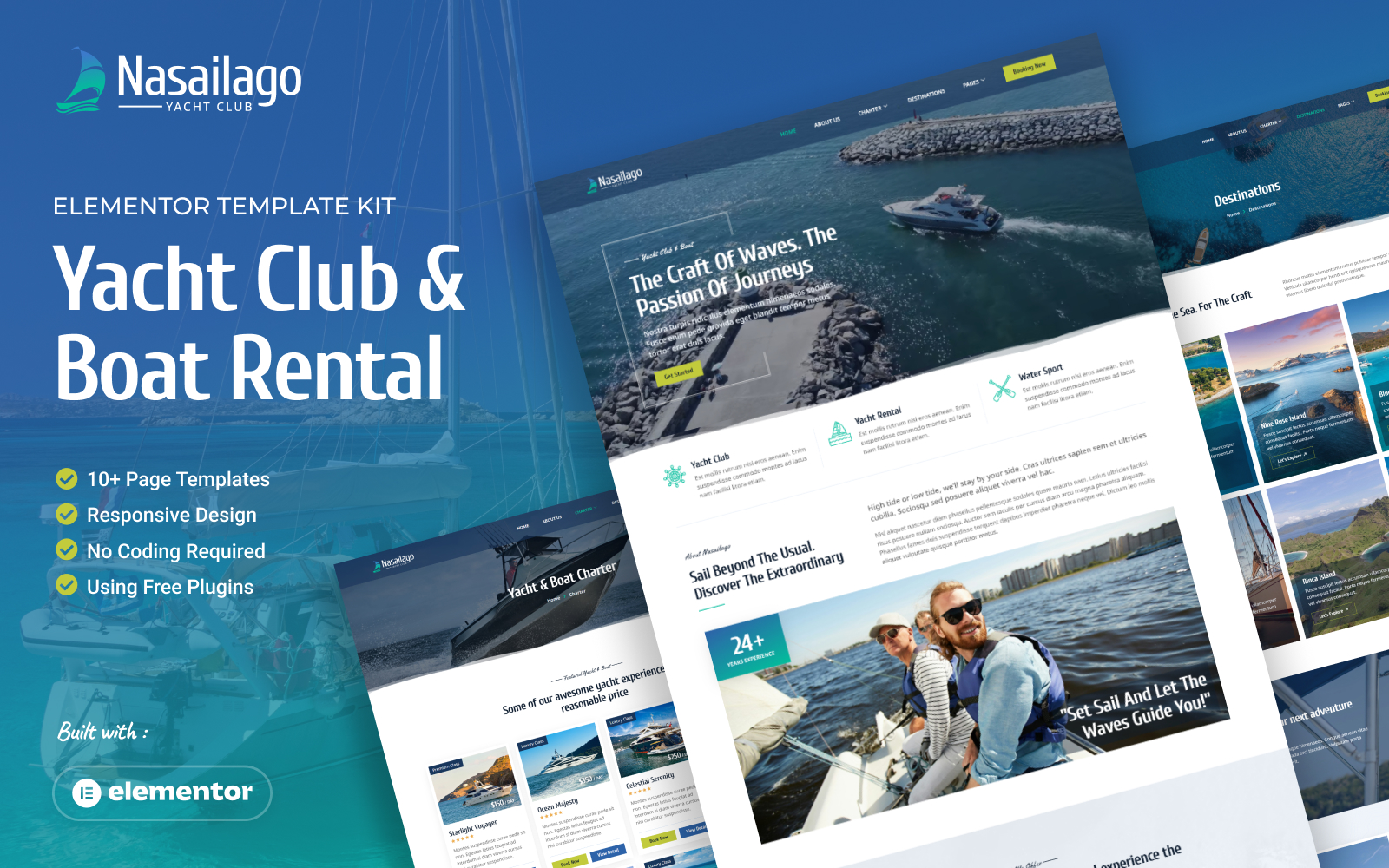 Nasailago - Yacht Club & Boat Rental Elementor Template Kit