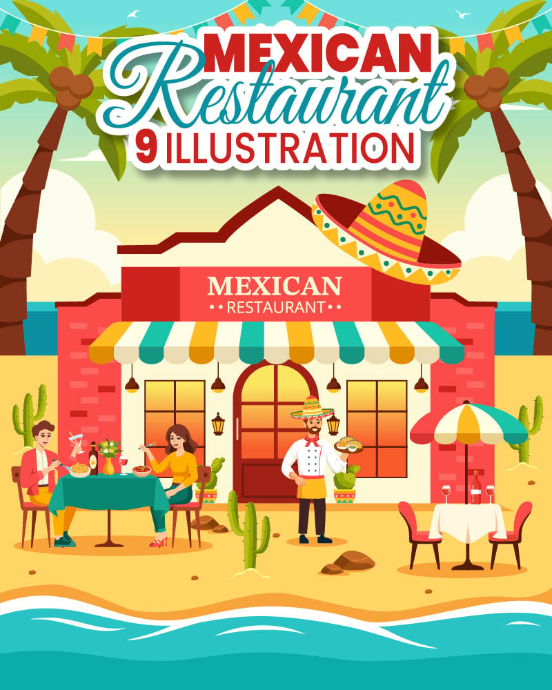 9 Mexican Food Restaurant Illustration