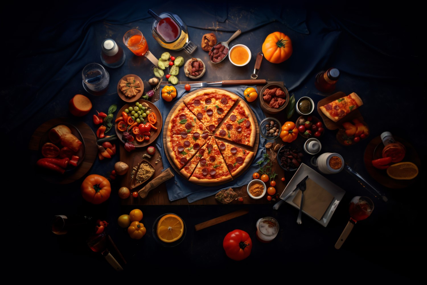 Flatlay Realistic Veggie Pizza 22