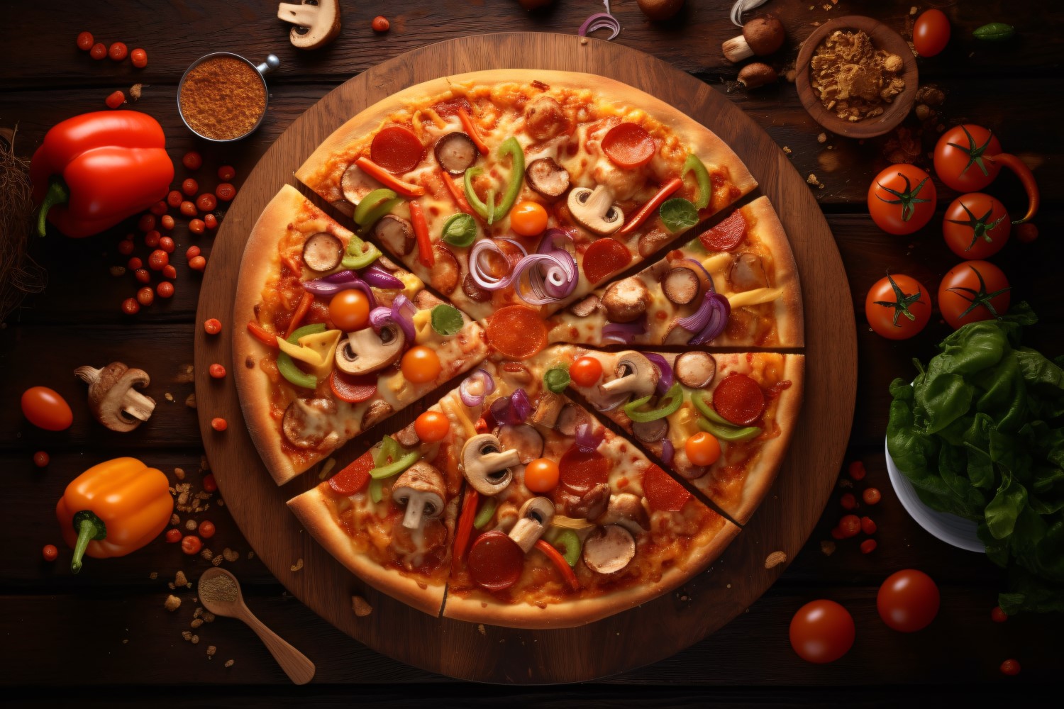 Flatlay Realistic Veggie Pizza 32