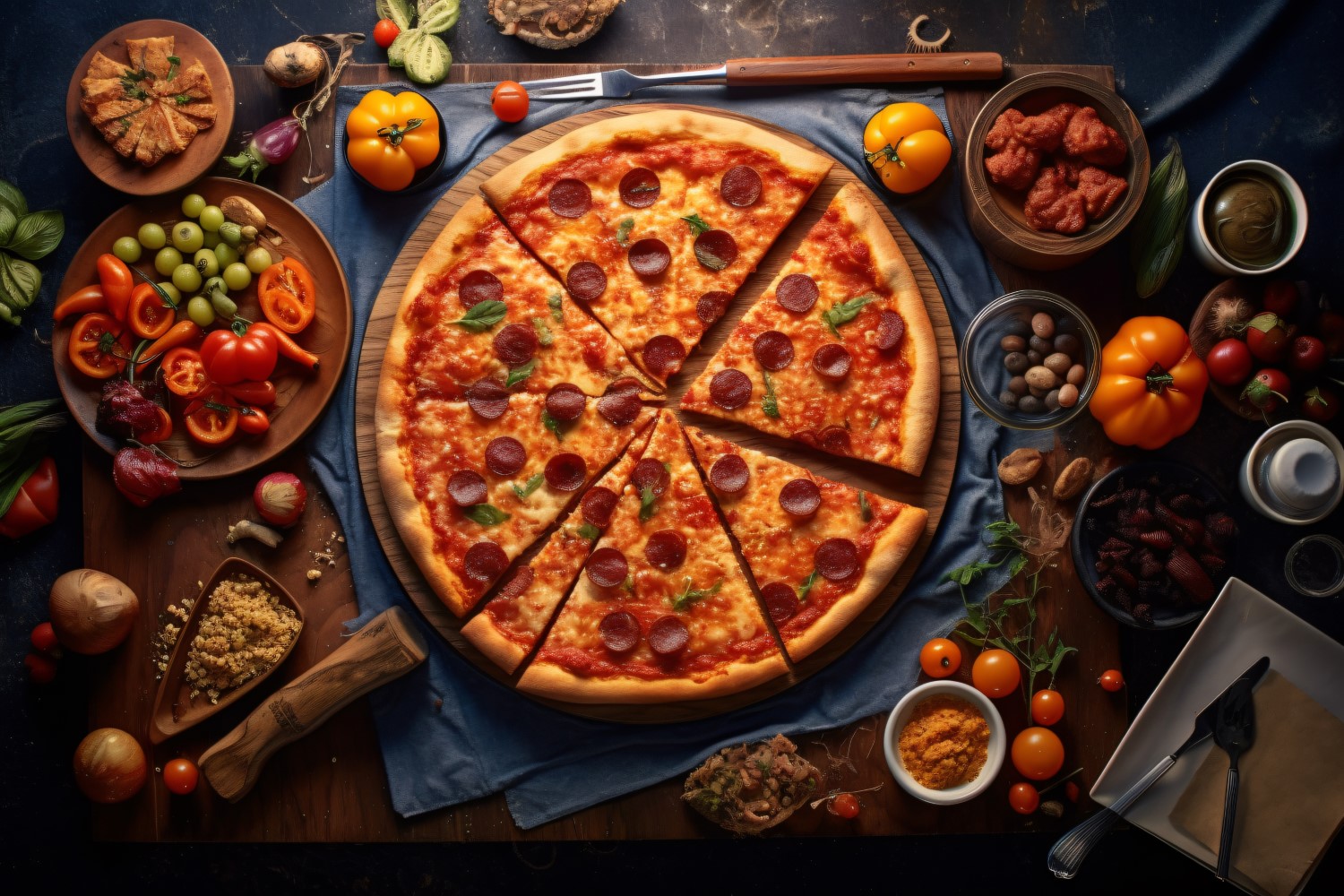 Flatlay Realistic pepperoni pizza 33