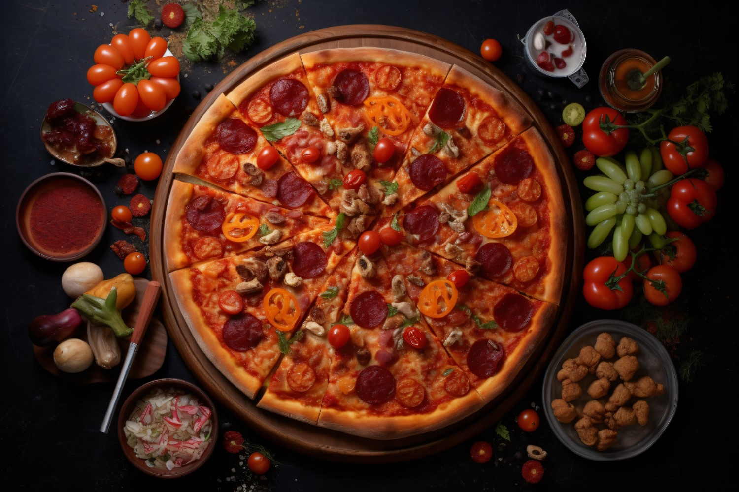 Flatlay Realistic pepperoni pizza 35