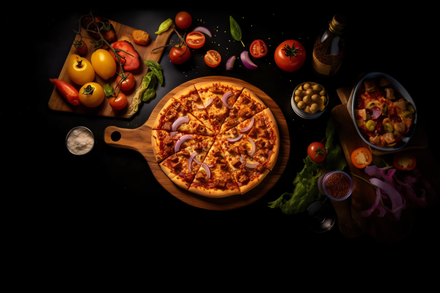 Flatlay Realistic BBQ Chicken Pizza 43