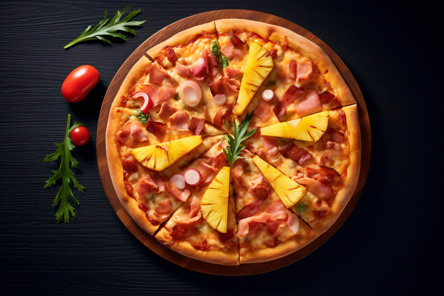Flatlay Realistic Hawaiian Pizza 63