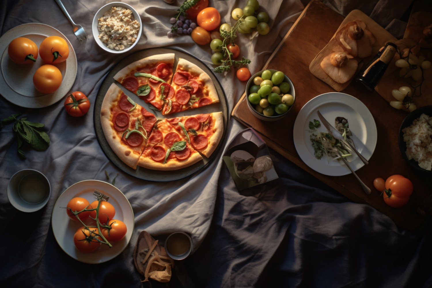 Flatlay Realistic Pepperoni Pizza 95