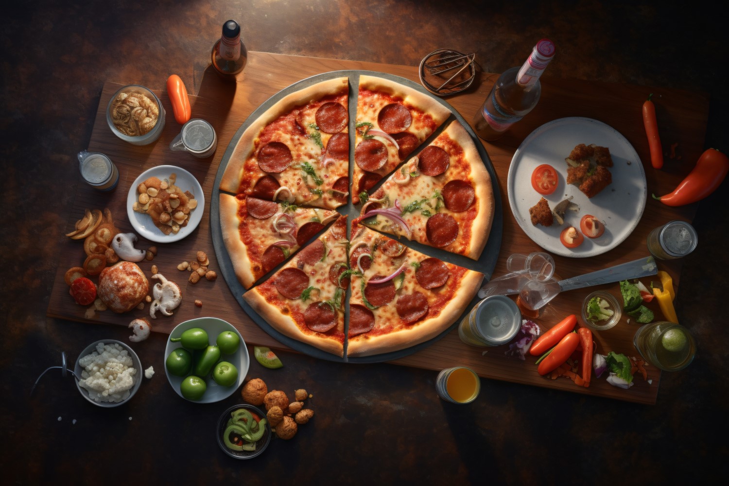 Flatlay Realistic Pepperoni Pizza 89