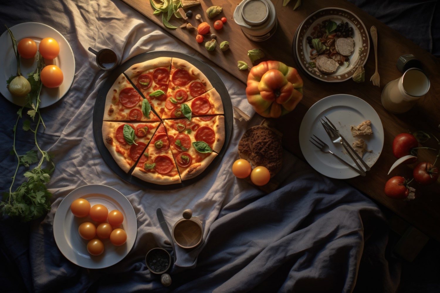 Flatlay Realistic Pepperoni Pizza 91