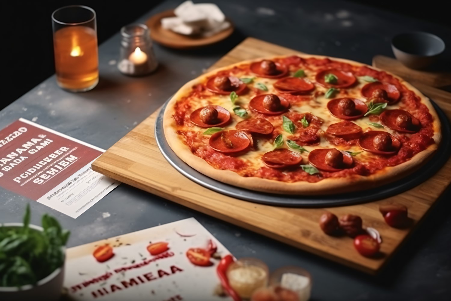Concept Pizzerias With Delicious Taste Pepperoni Pizza  24