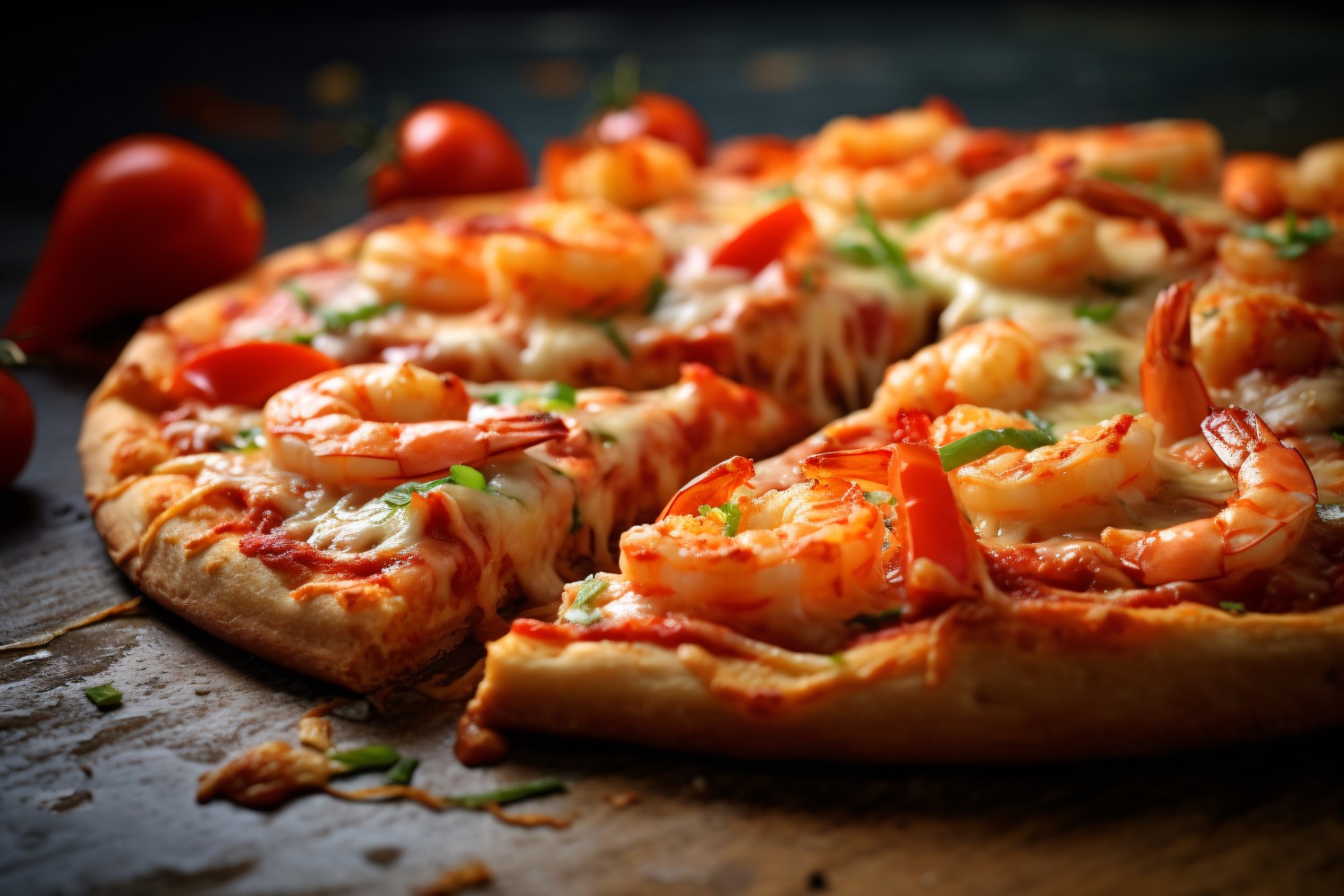 A pizza with shrimps on it 31