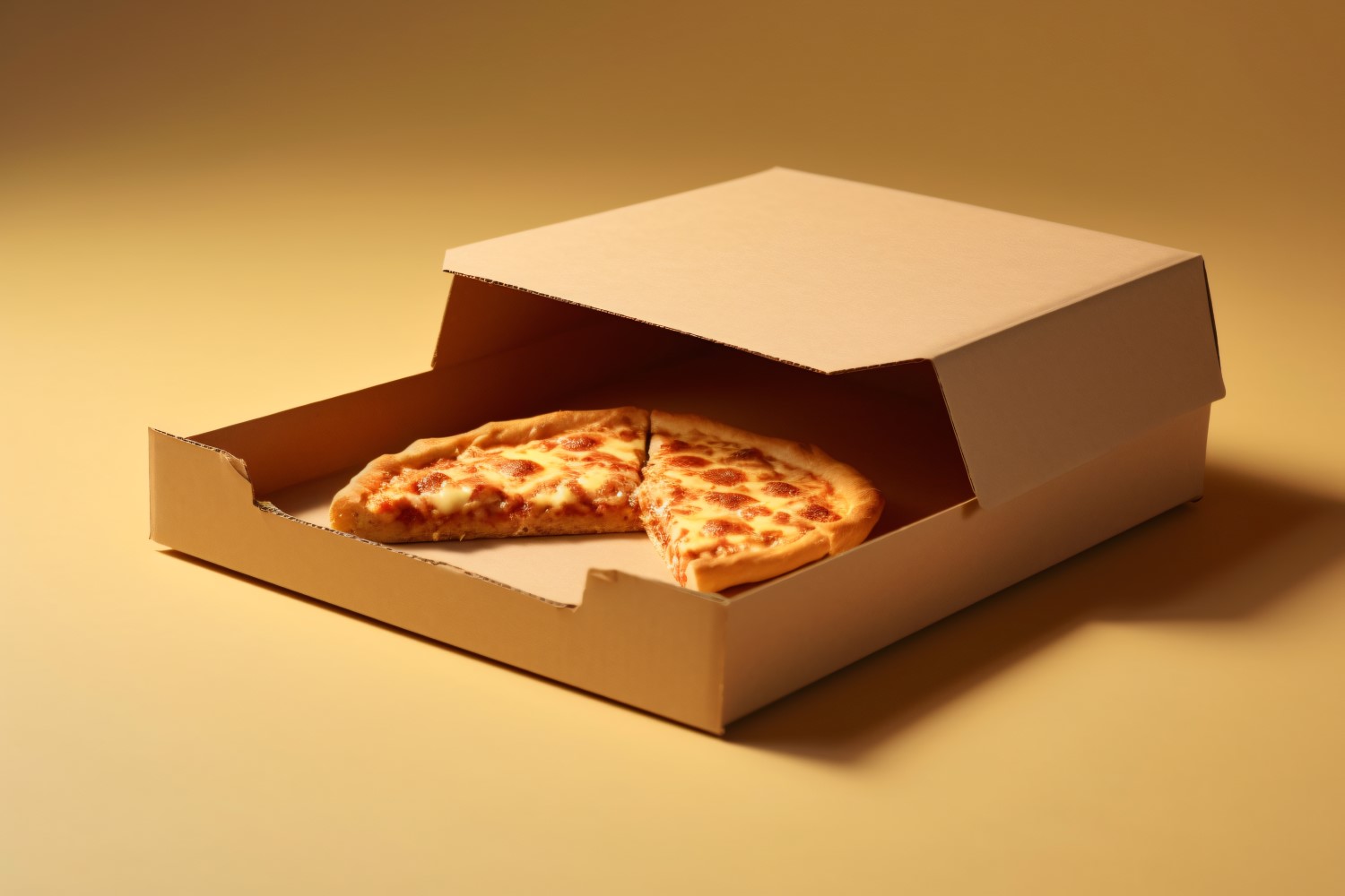 Open Cardboard Pizza Box Realistic Cheese Pizza 1