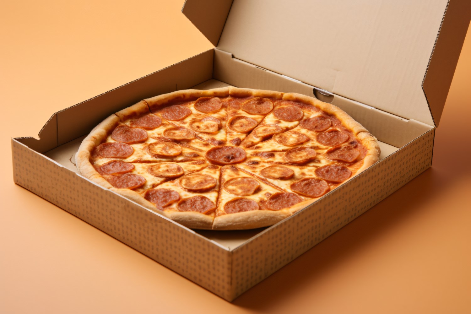 Open Cardboard Pizza Box Realistic Pepperoni Pizza 9