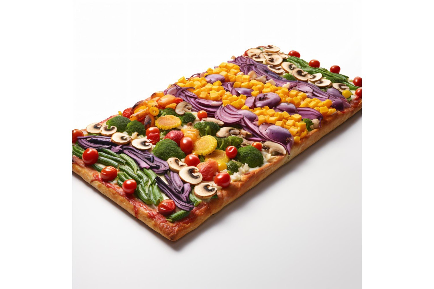 rectangle Veggie Pizza On white background 9