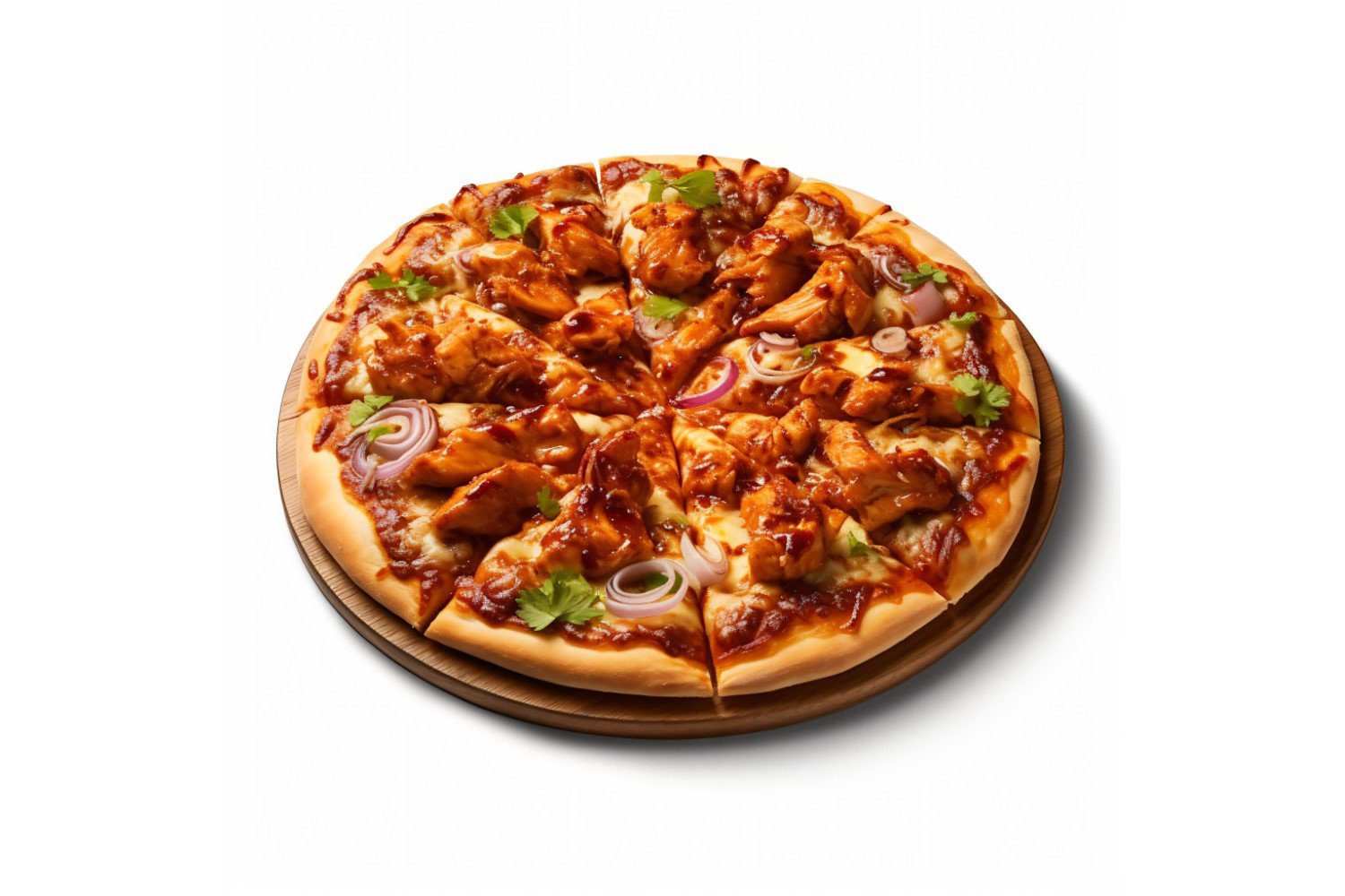 BBQ Chicken Pizza On white background 21