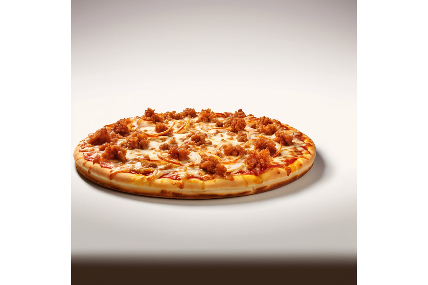 Meat Pizza On white background 24