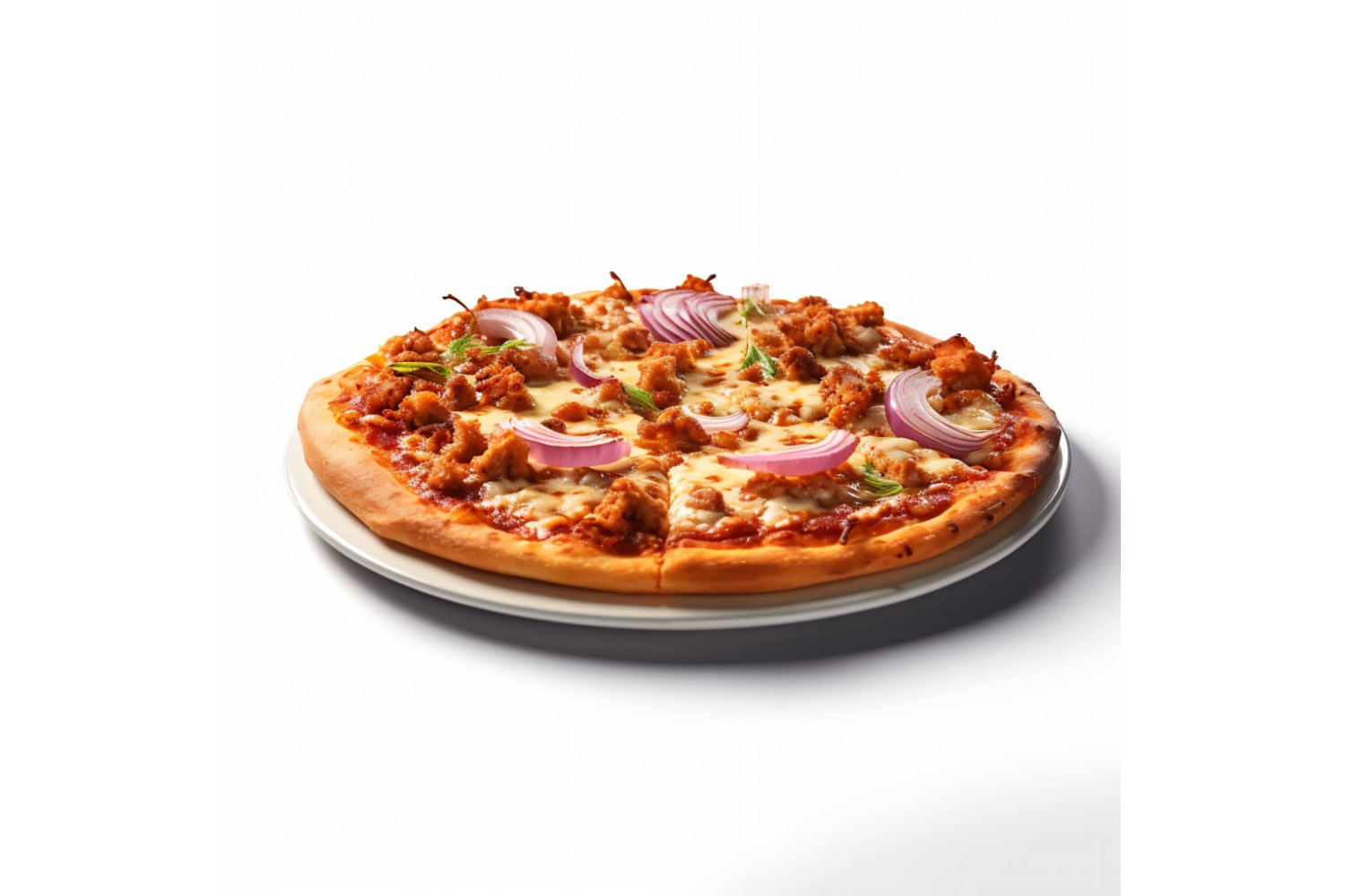 Meat Pizza On white background 26