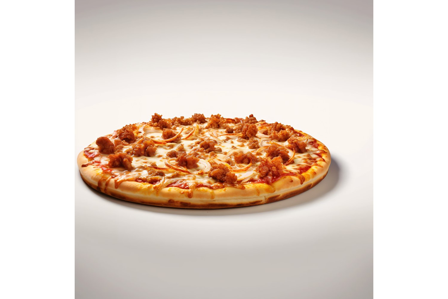 Meat Pizza On white background 30
