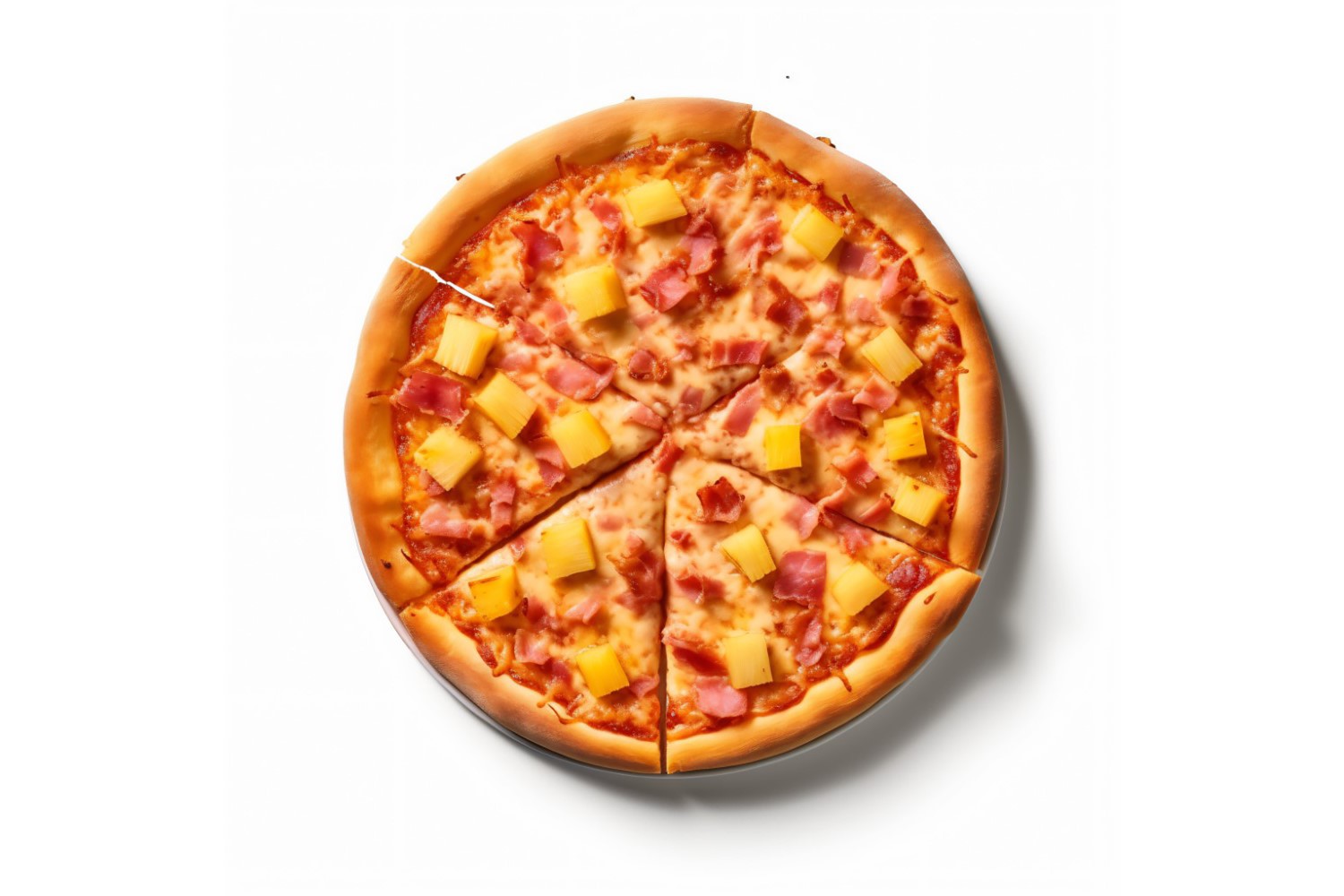 Hawaiian Pizza On white background 36