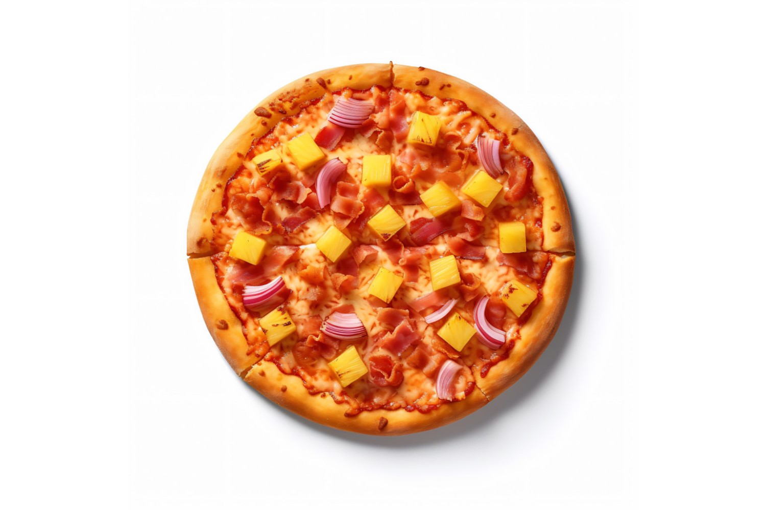 Hawaiian Pizza On white background 38