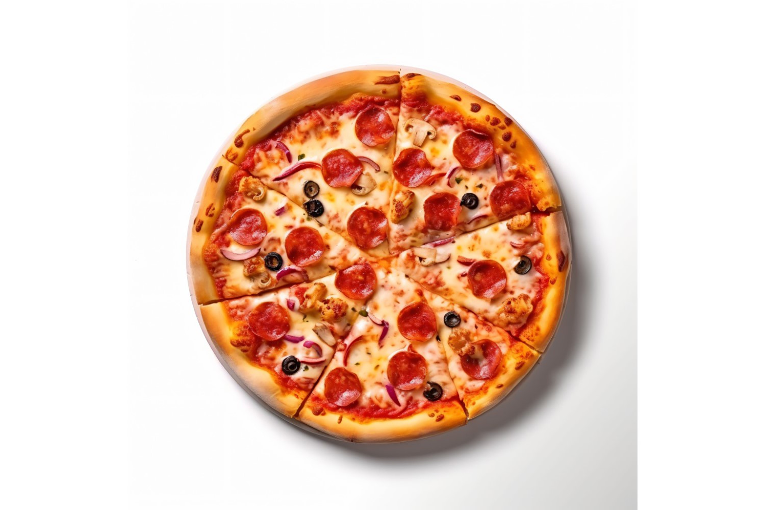 Pepperoni Pizza On white background 42