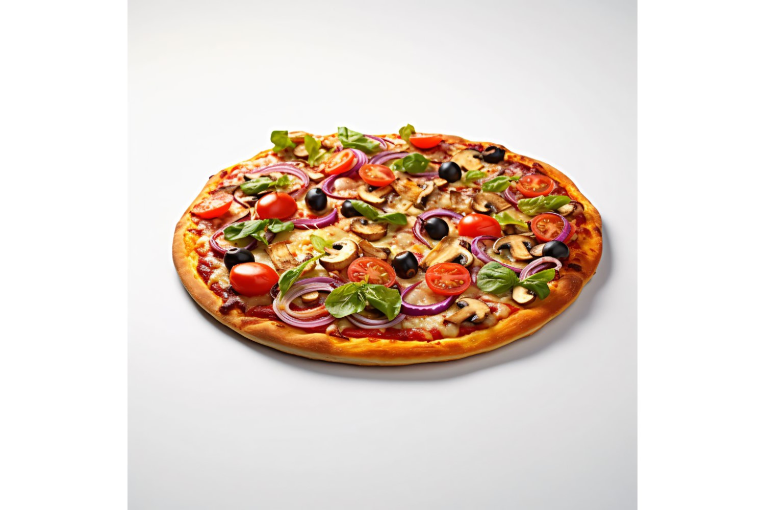 Veggie Pizza On white background 43