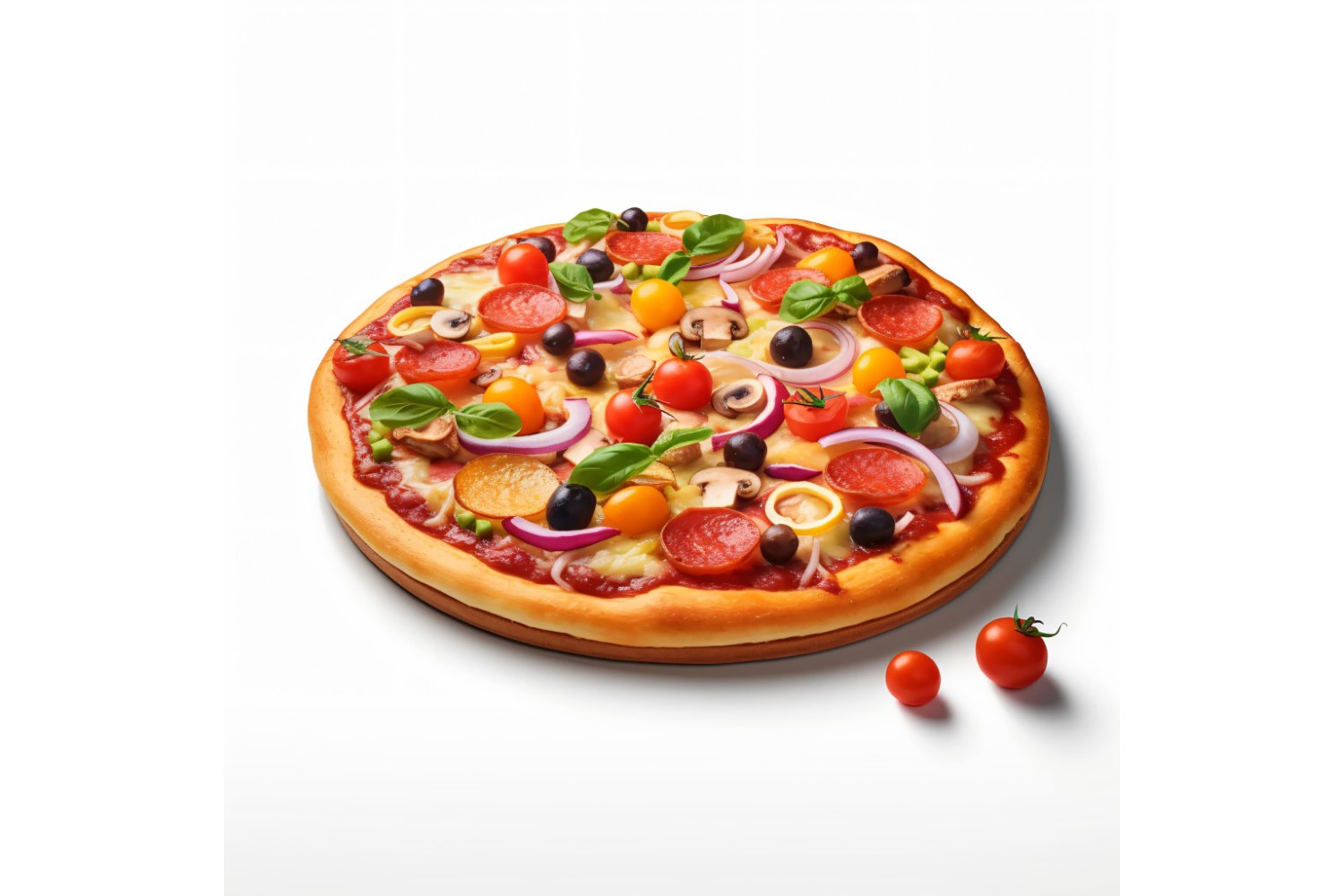 Veggie Pizza On white background 44