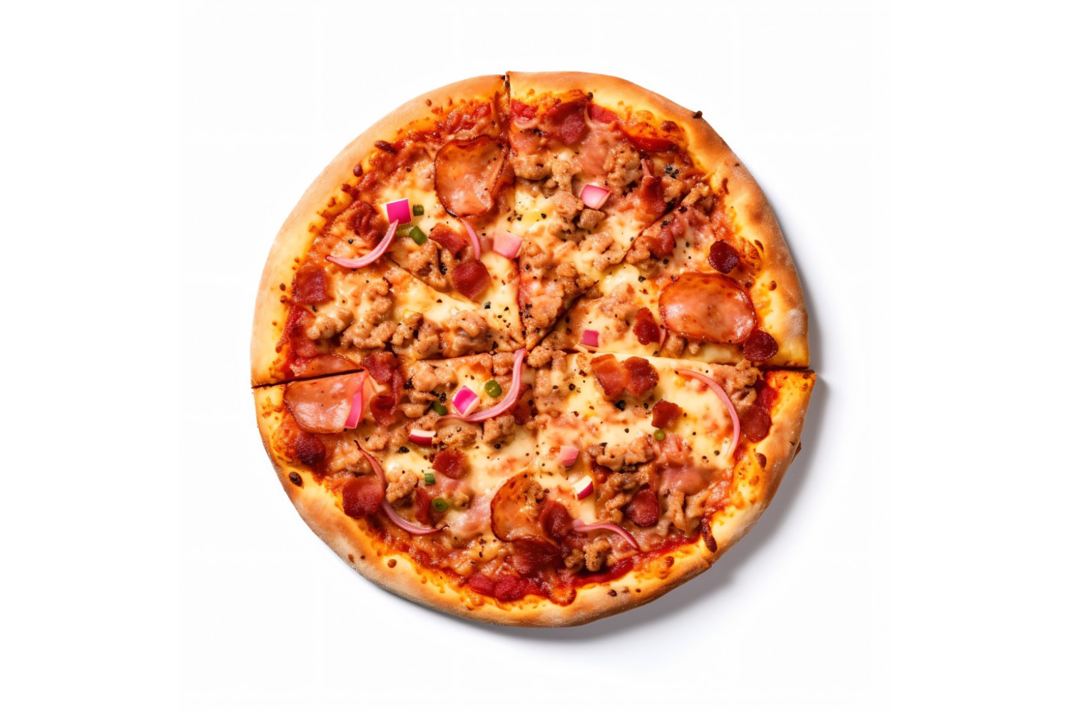 A Flatly Realistic pizza with sausage and pepperoni on it 52