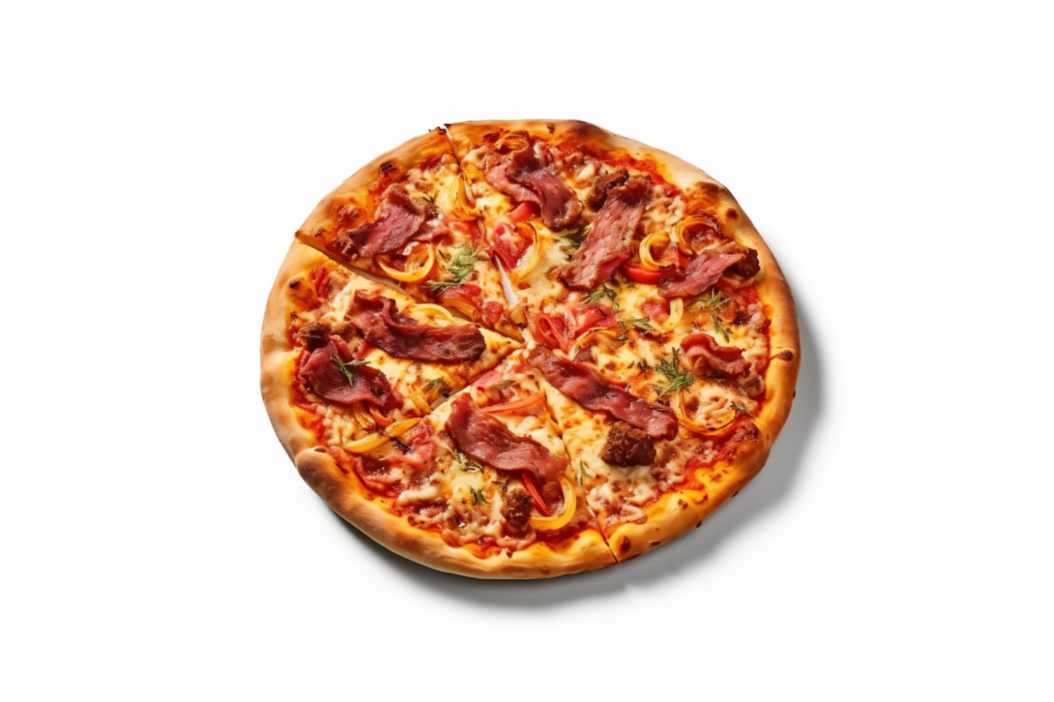 Meat Pizza On white background 54