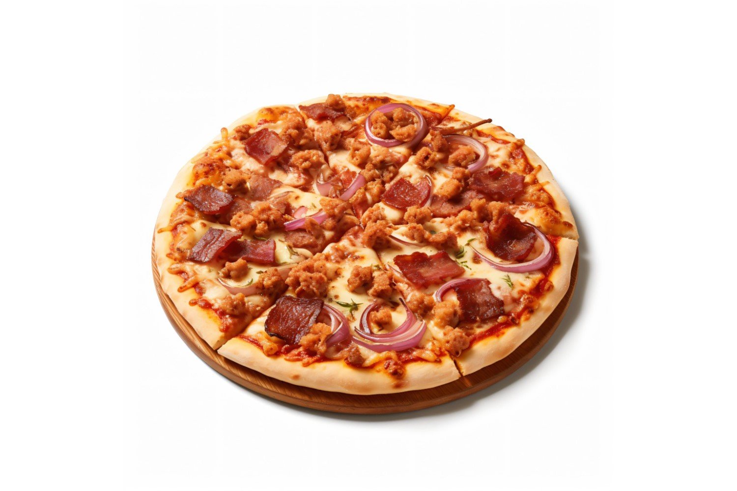 Meat Pizza On white background 56