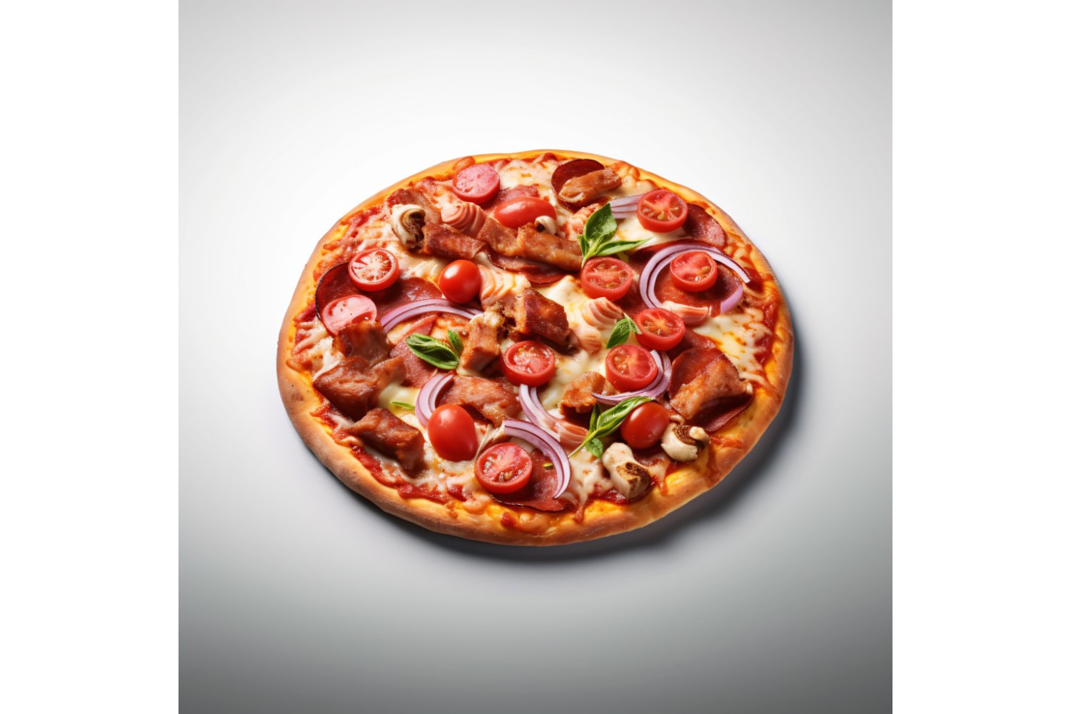 Meat Pizza On white background 57