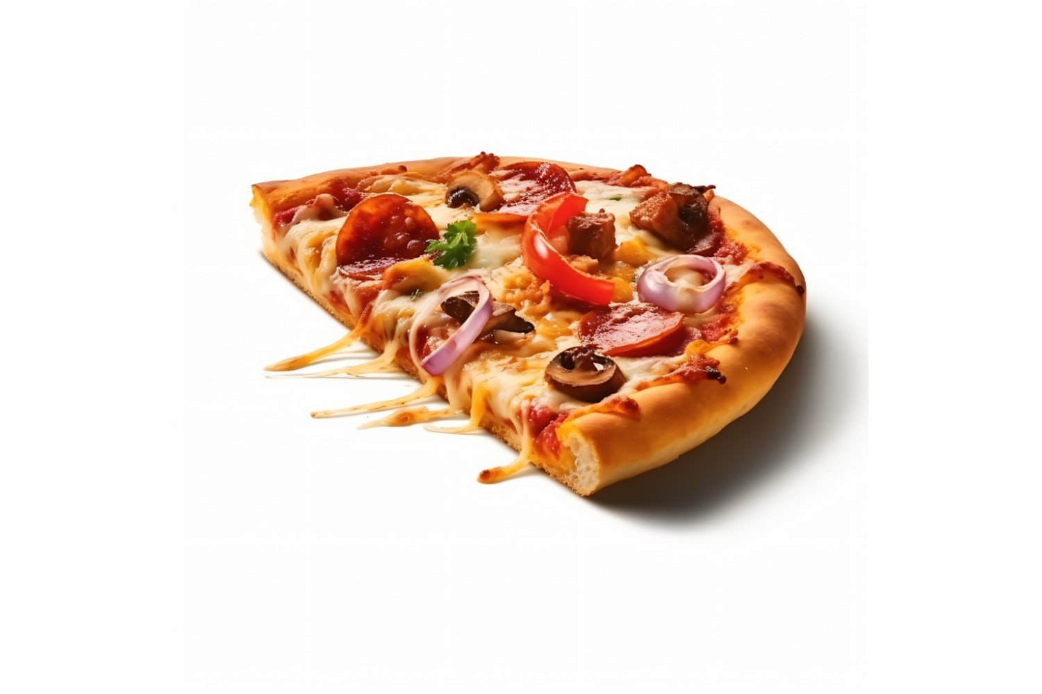 Half Meat Pizza On white background 73