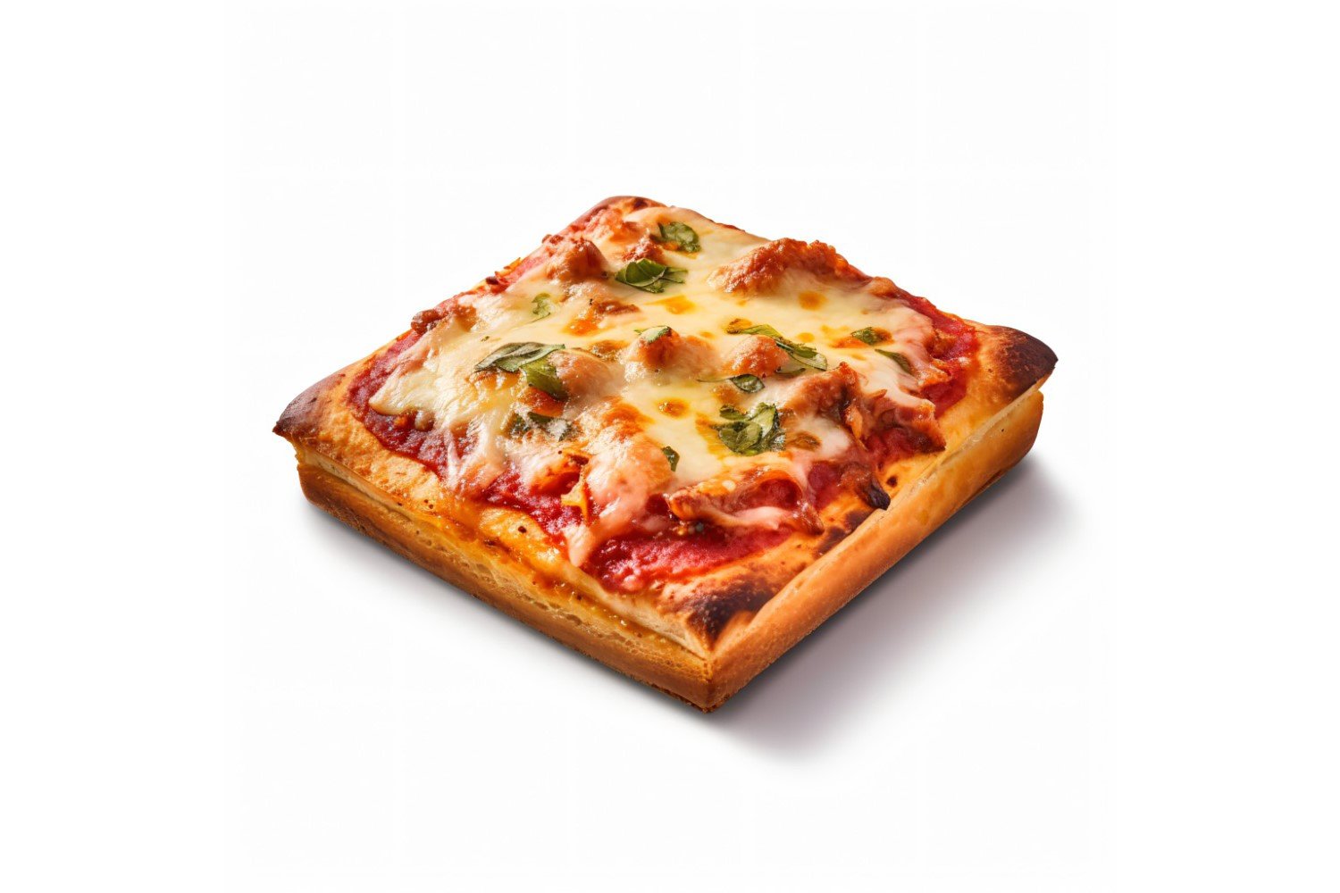 Square Cheese Pizza On white background 74