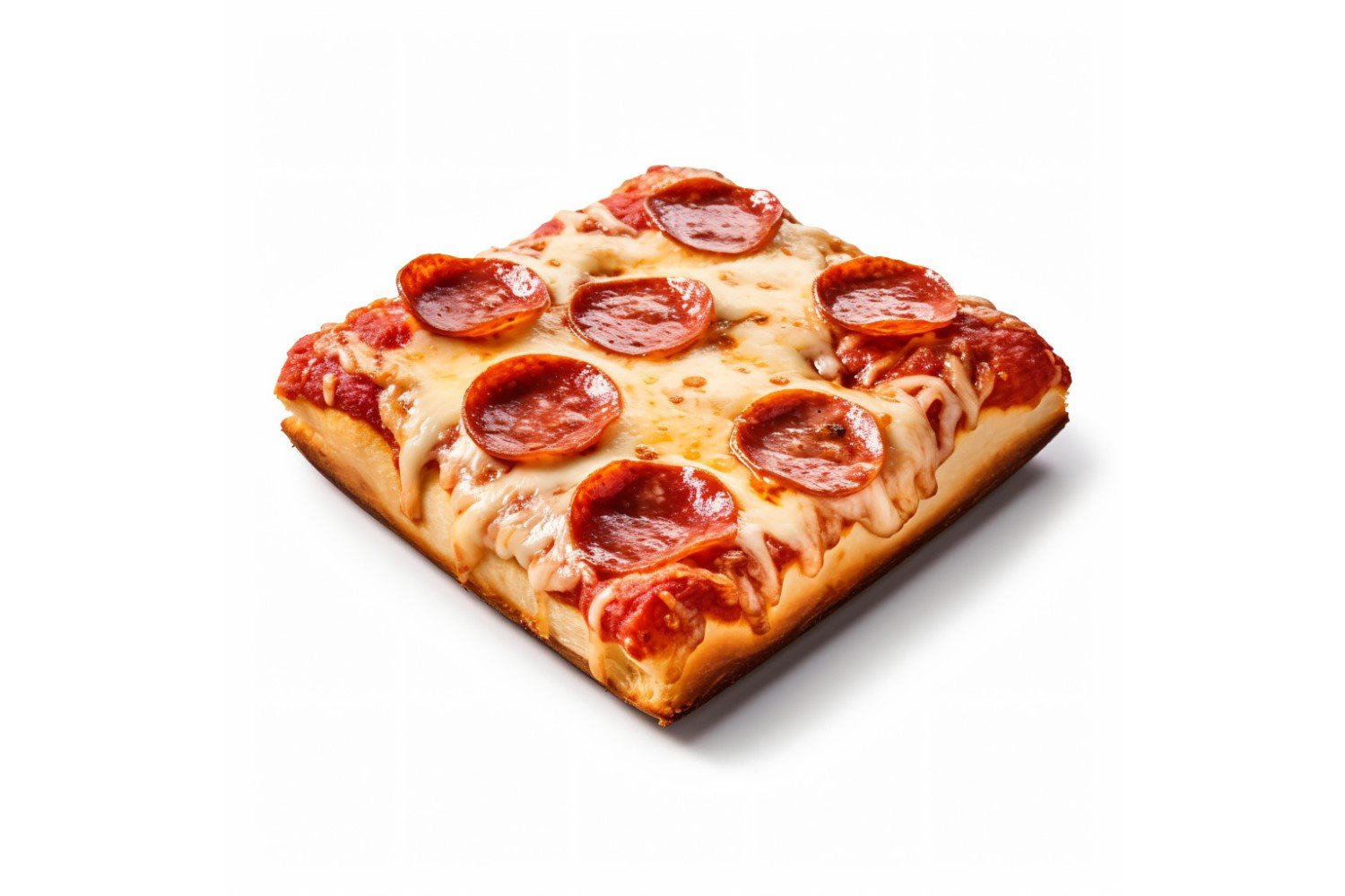 quare Pepperoni Pizza On white background 76