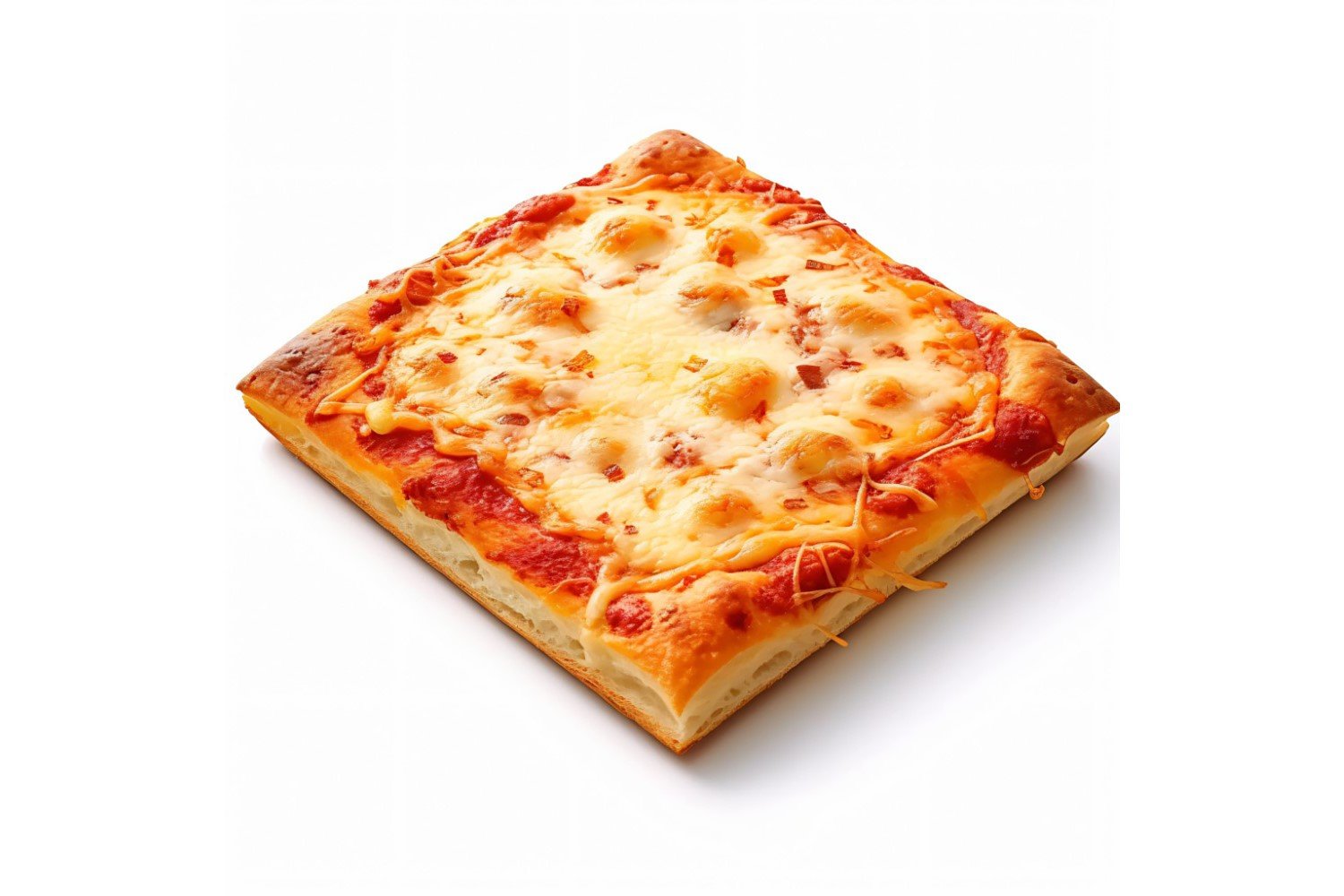 Square Cheese Pizza On white background 77