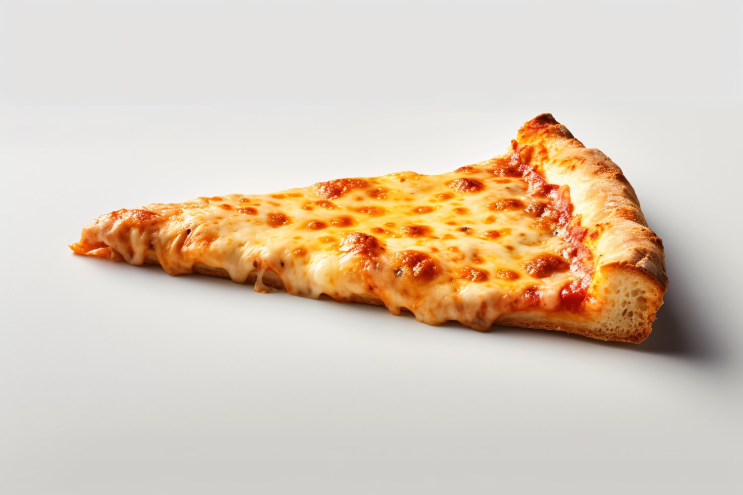 A slice of pizza with cheese on white background 7