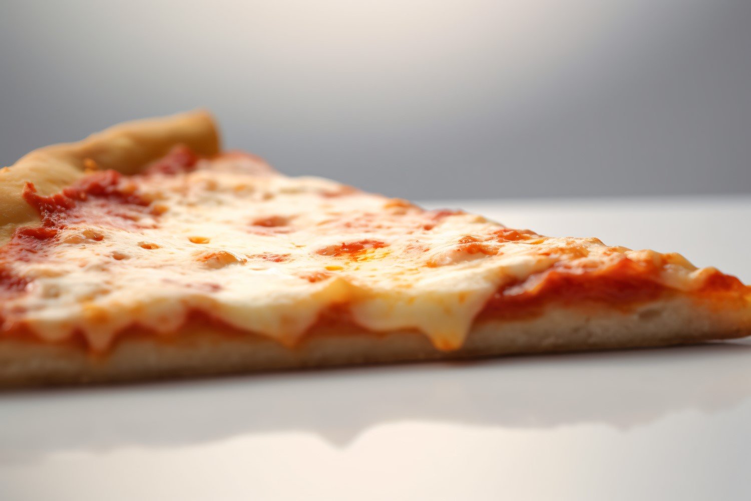 A slice of pizza with cheese on white background 9