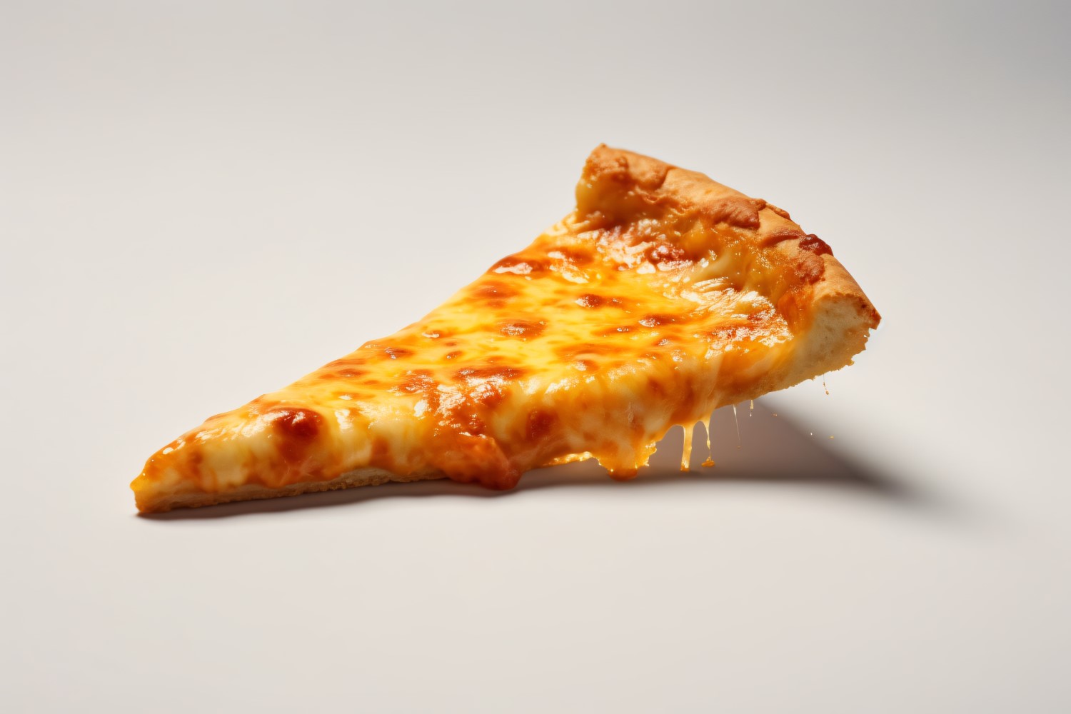 A slice of pizza with cheese on white background 12