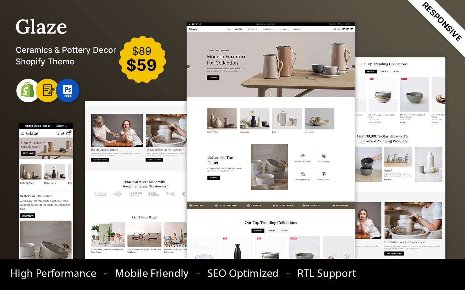 Glaze - Ceramic and Pottery and Crafts Multipurpose Responsive Shopify Theme